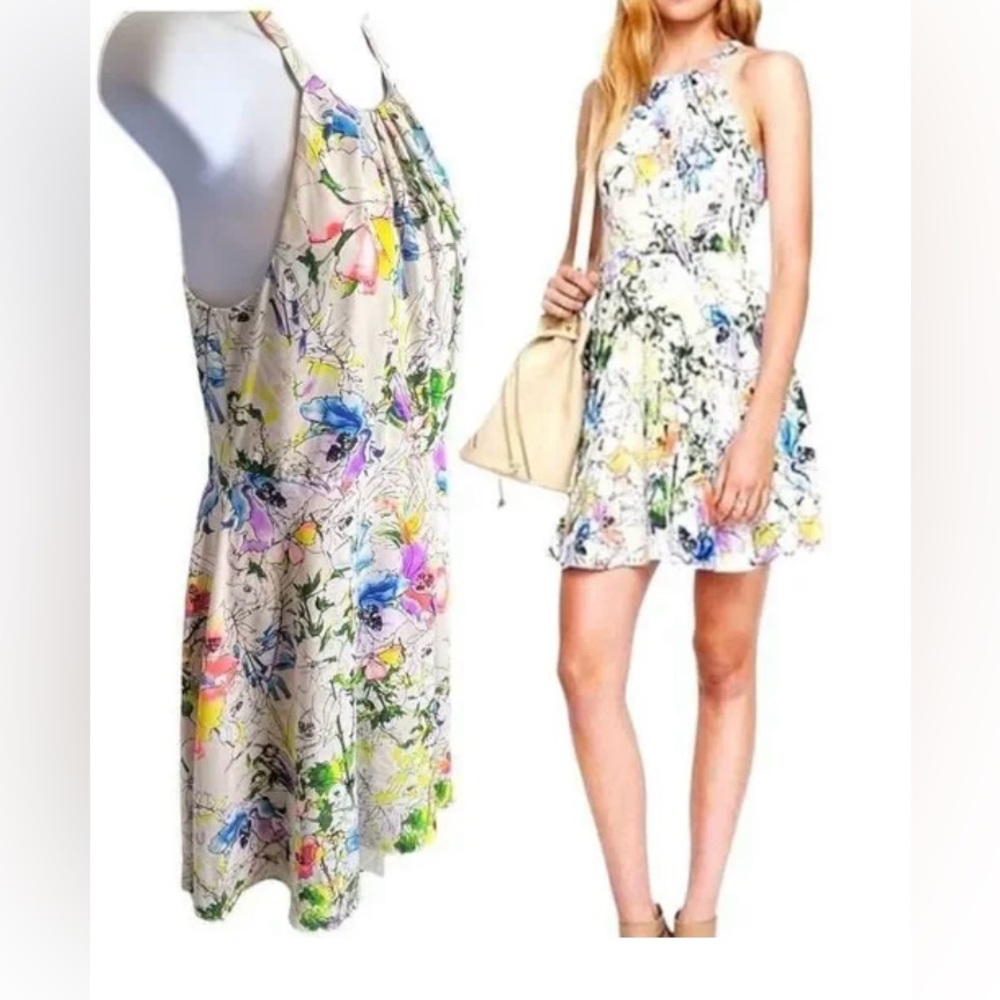Lovely Express Keyhole Watercolor Floral Fit & Flare Dress Size 6